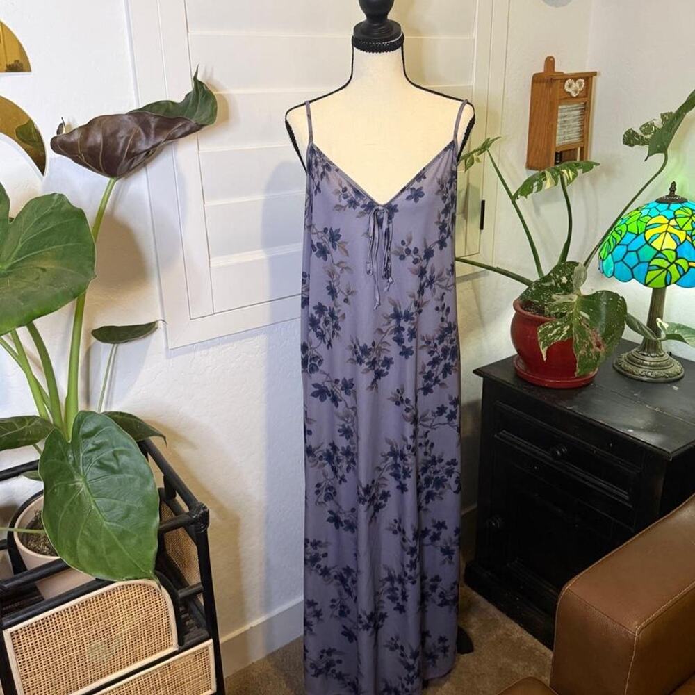 Vintage 90s Petra Fashions Floral Maxi Slip Dress 1X Open Back Fairy Grunge